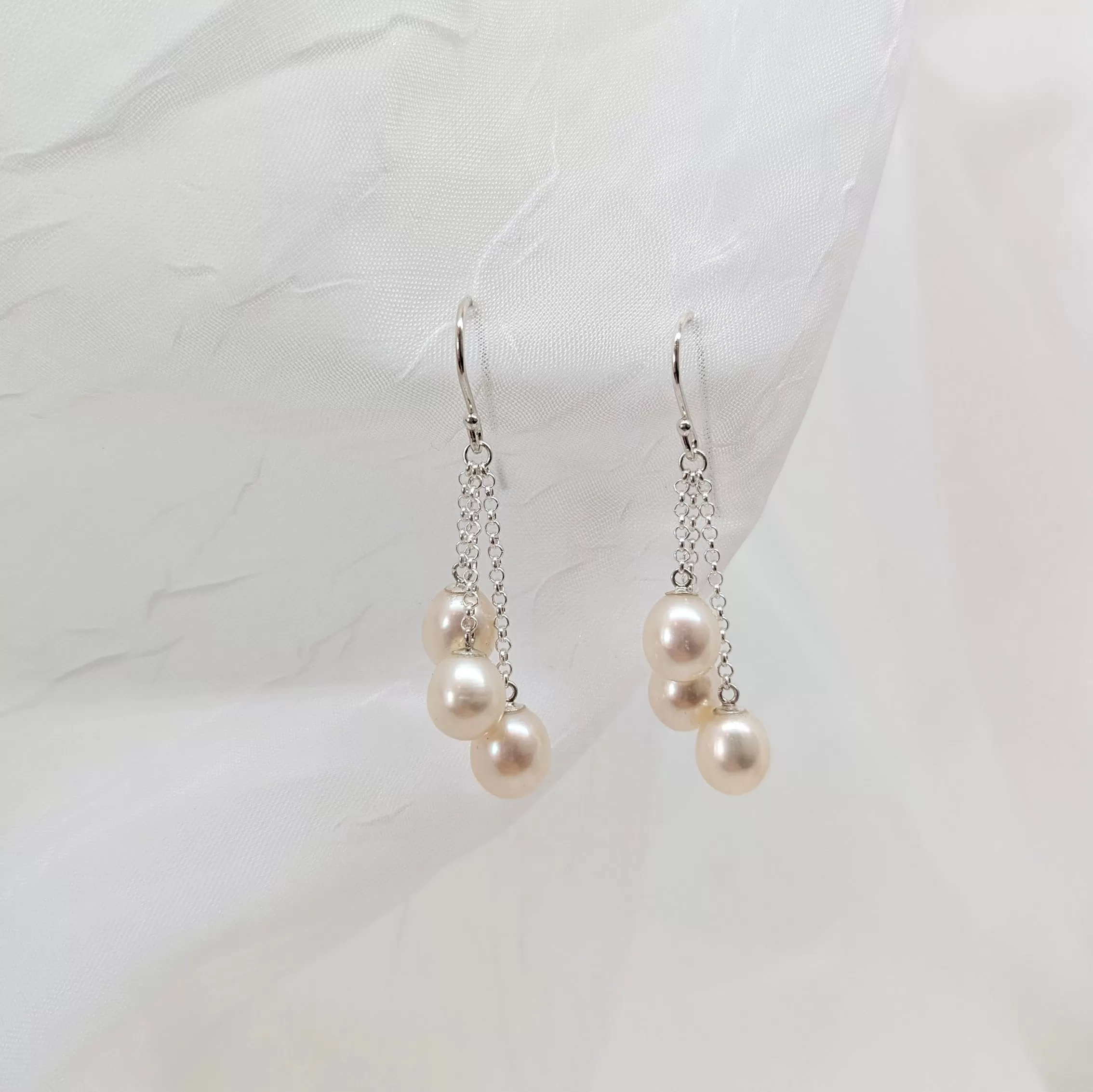 Three Dangling Pearl Earrings