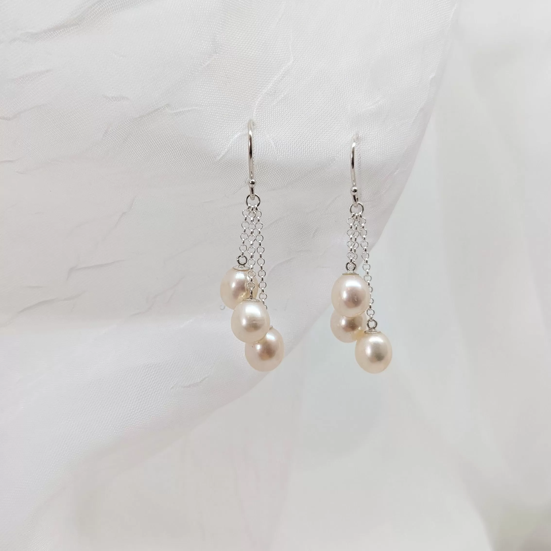 Three Dangling Pearl Earrings