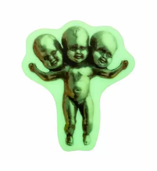 Three Headed Baby GLOW IN THE DARK Sticker