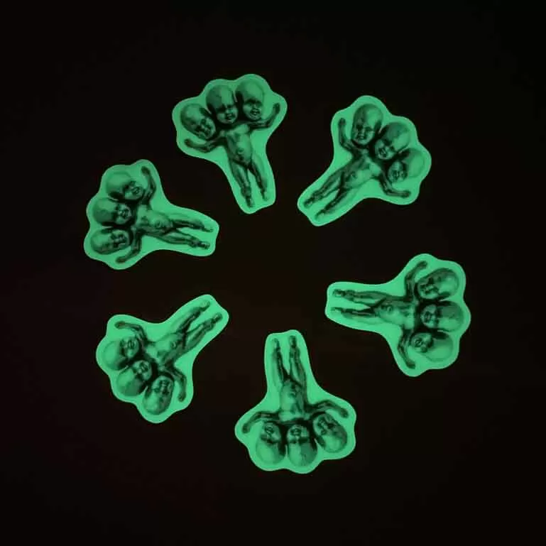 Three Headed Baby GLOW IN THE DARK Sticker