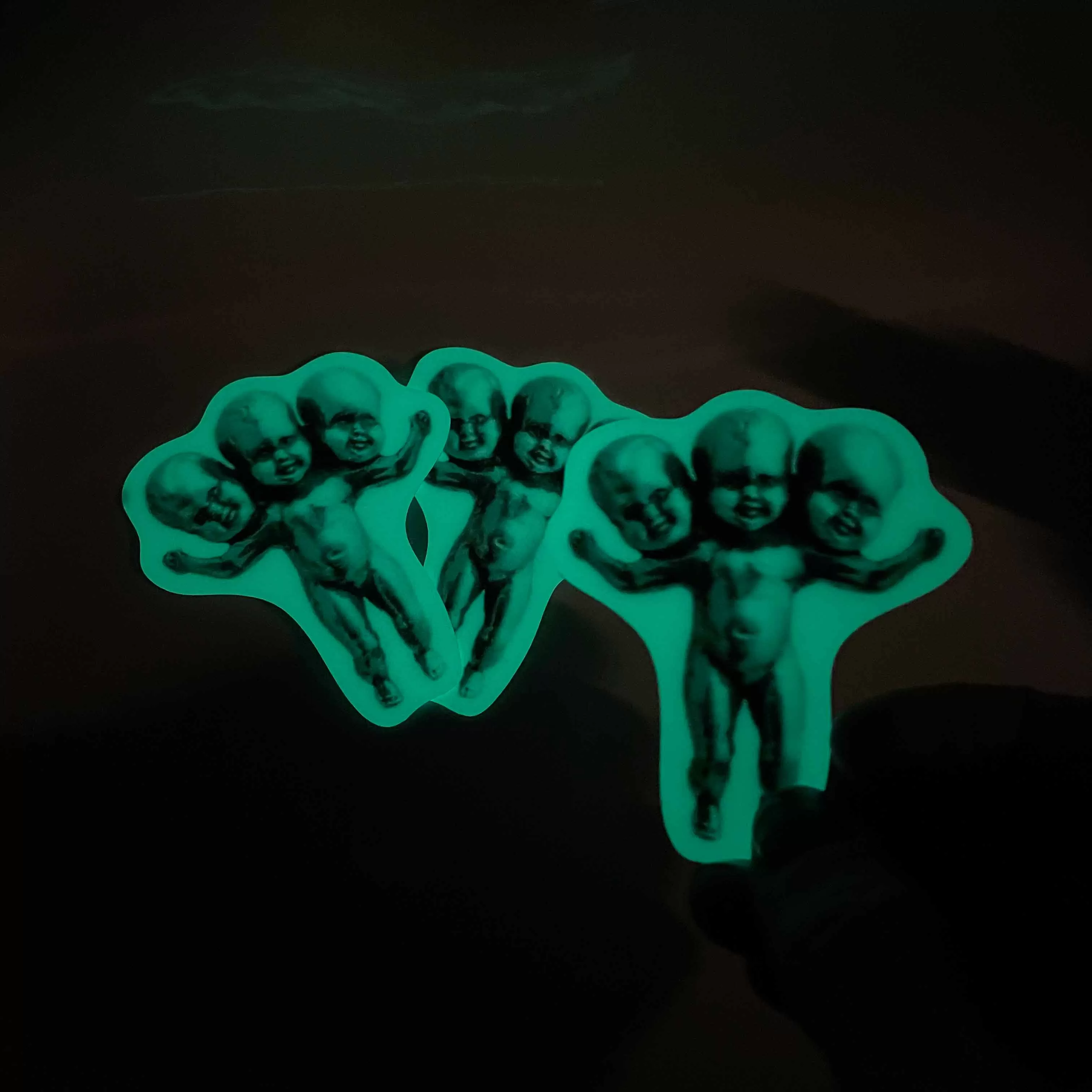 Three Headed Baby GLOW IN THE DARK Sticker