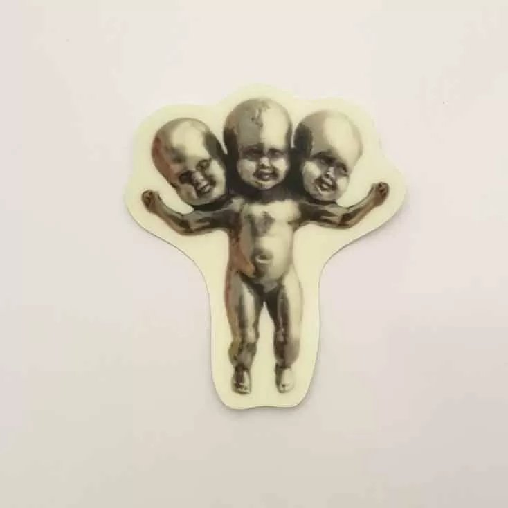 Three Headed Baby GLOW IN THE DARK Sticker