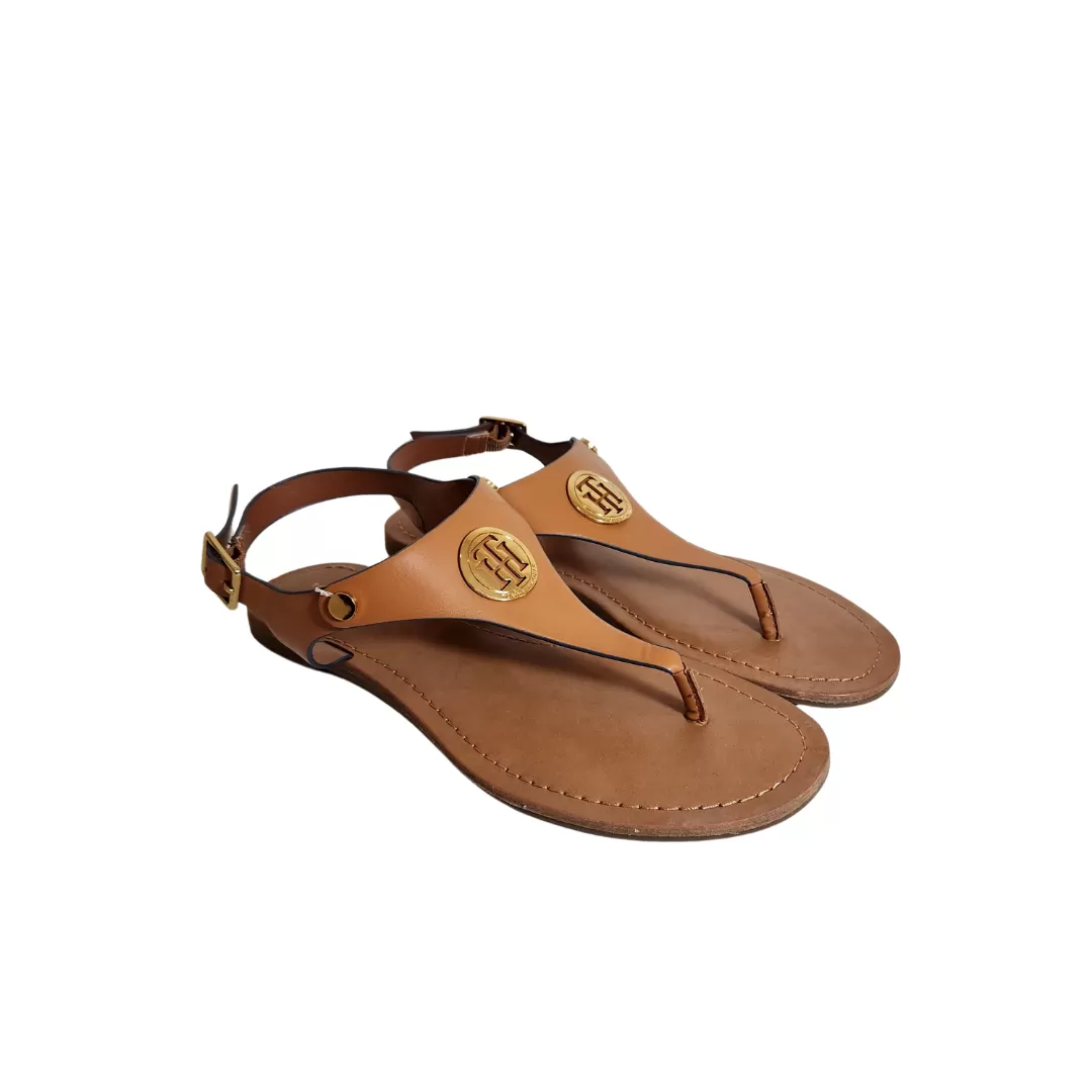 Tommy Hilfiger Tan Leather Thong Sandals | Gently Used |