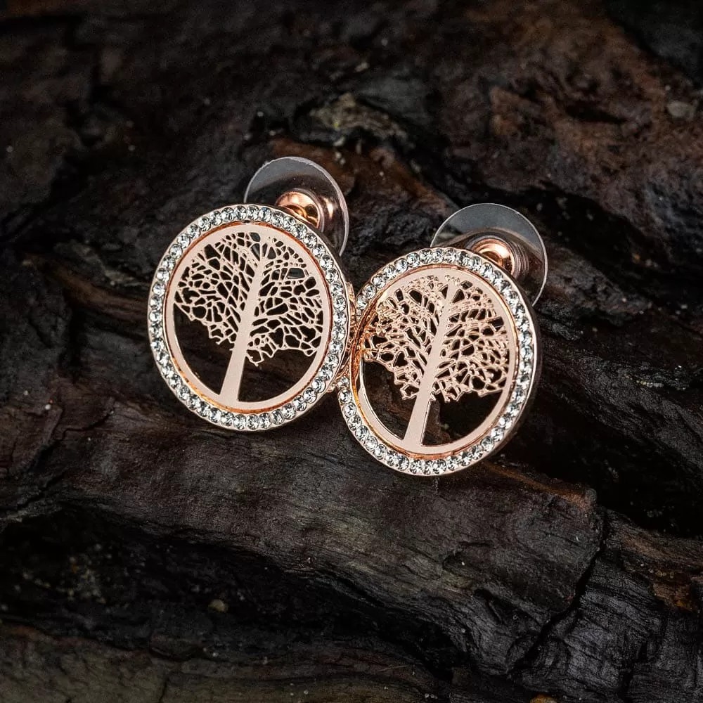 Tree of Life Cubic Zirconia Stud Earrings