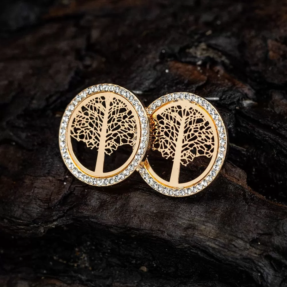 Tree of Life Cubic Zirconia Stud Earrings