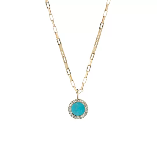 Turquoise, Gold & Diamond Charms Necklace Set