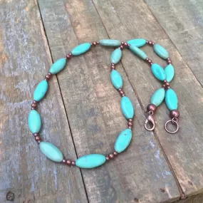 Turquoise Necklace, Green Blue Turquoise Jewelry, Boho Beaded Jewelry, Jewelry Gift Set, Copper Jewelry, Gift for Her, Necklace Set