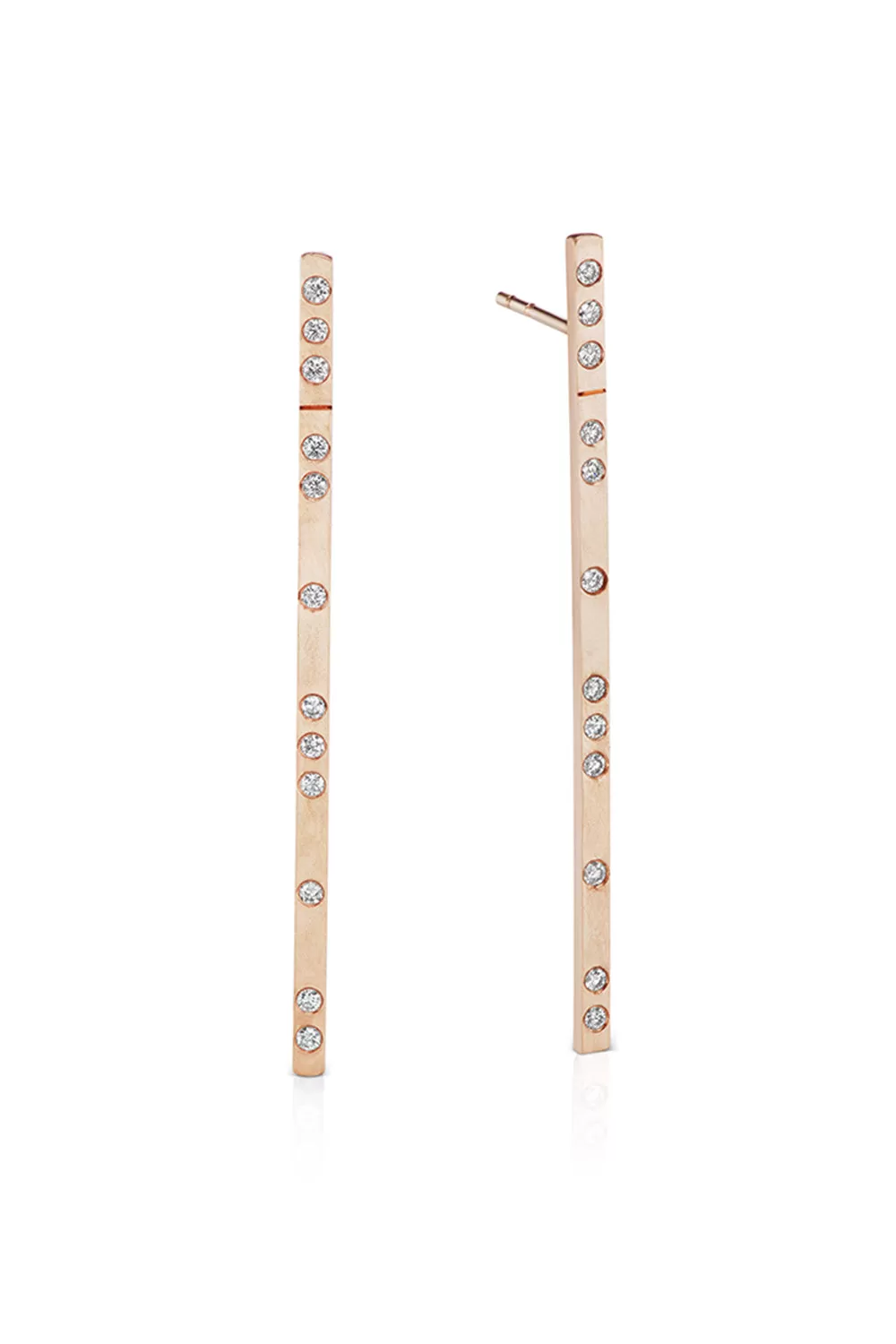 Uneven Bar Earrings in Rose Gold