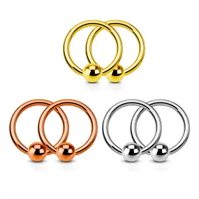 Value Pack 3 Pairs Annealed 316L Surgical Steel WildKlass Captive Bead Rings. Polished, Gold IP and Rose Gold IP pack