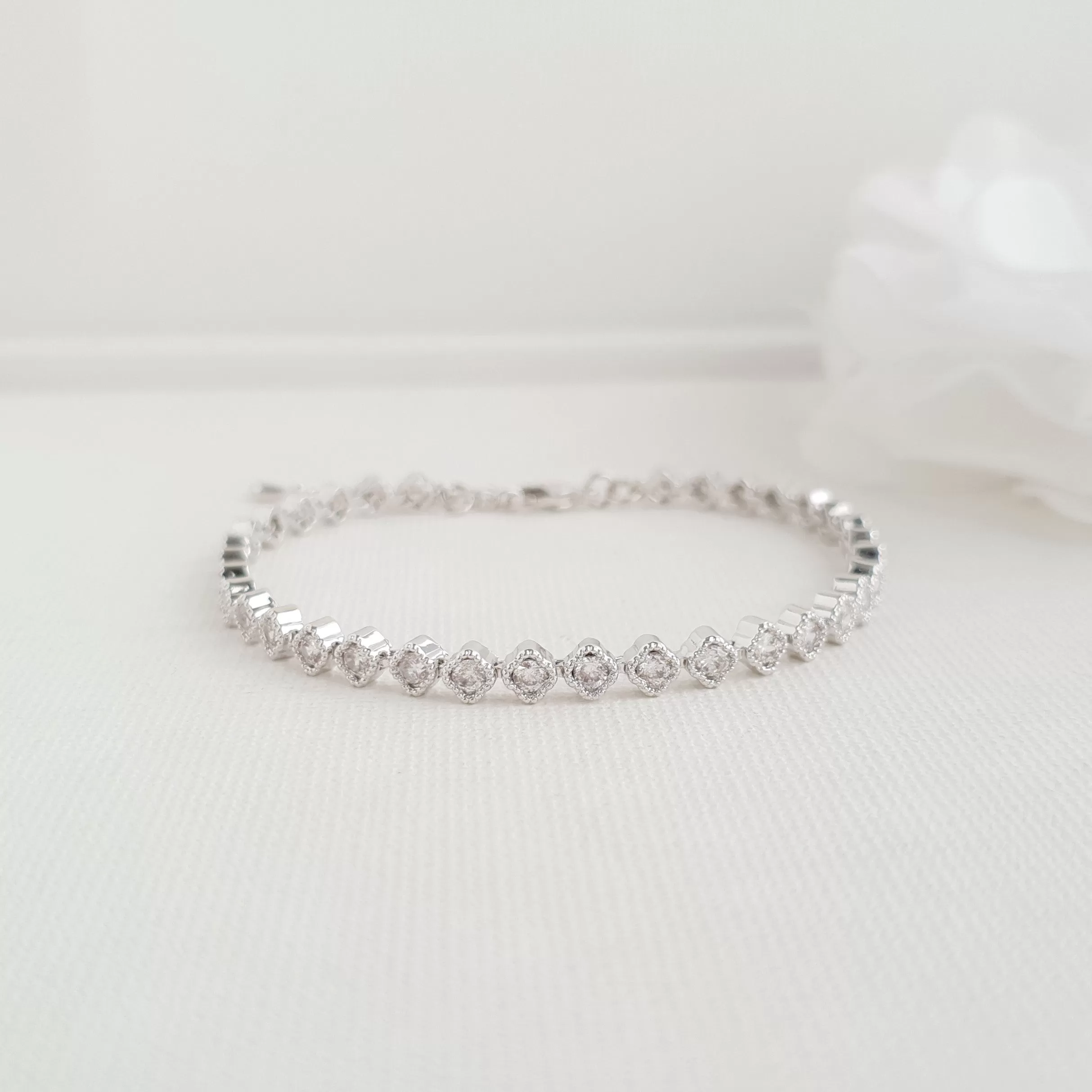 Wedding Tennis Bracelet in Rose Gold & CZ - Lisa