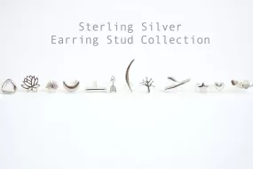 Wholesale 1 pair Sterling Silver Post Stud Earrings, Crescent Moon, Heart, Star, Ear Crawler, Bar, Arrow, Shell, Leaflet, Lotus Flower,Tree of Life