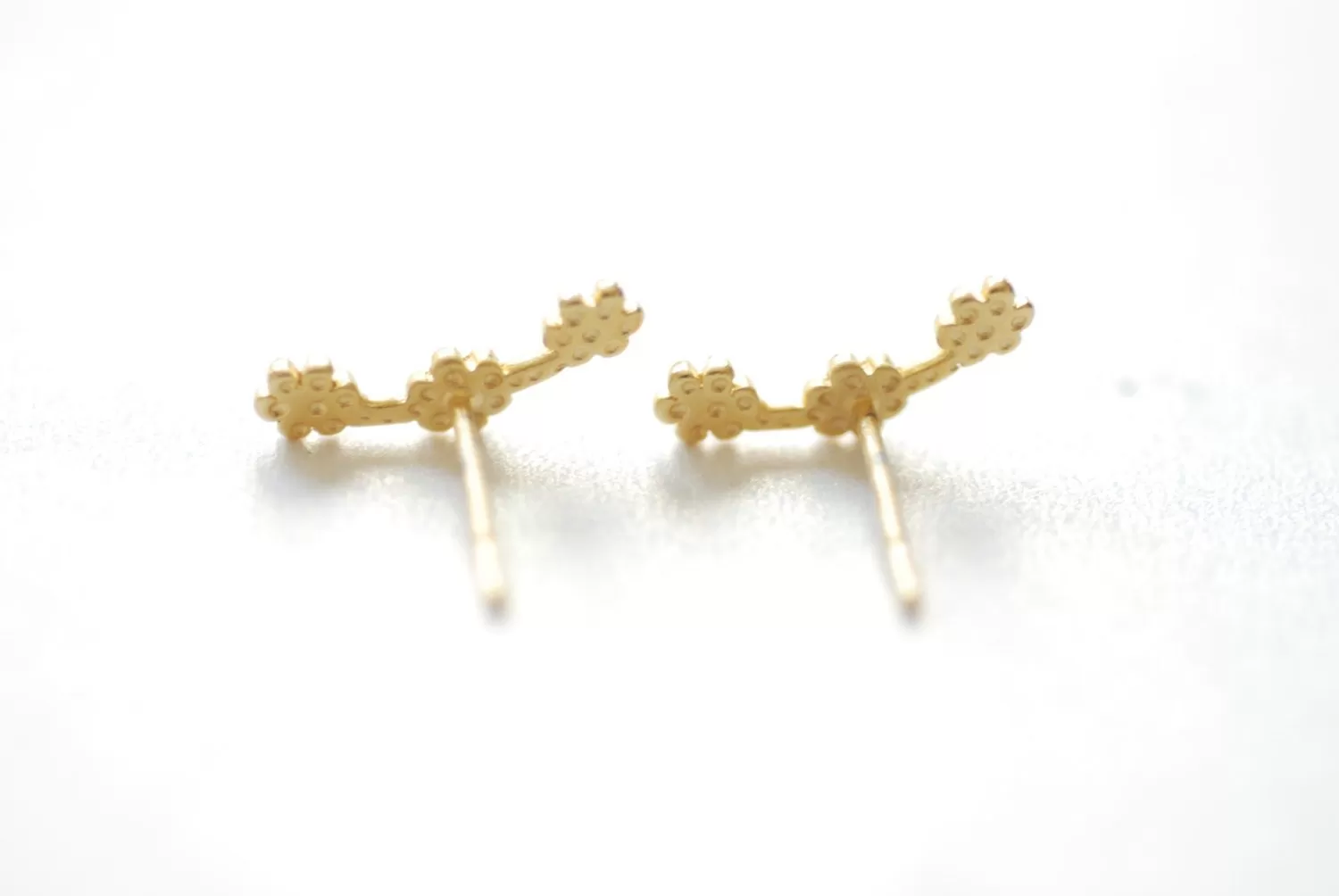 Wholesale Vermeil Gold Flower Ear Climber earrings, Gold Flower Ear Crawler, Cuff Earrings, Ear Pins, Ear Wrap Earrings, Ear Sweep, Earrings