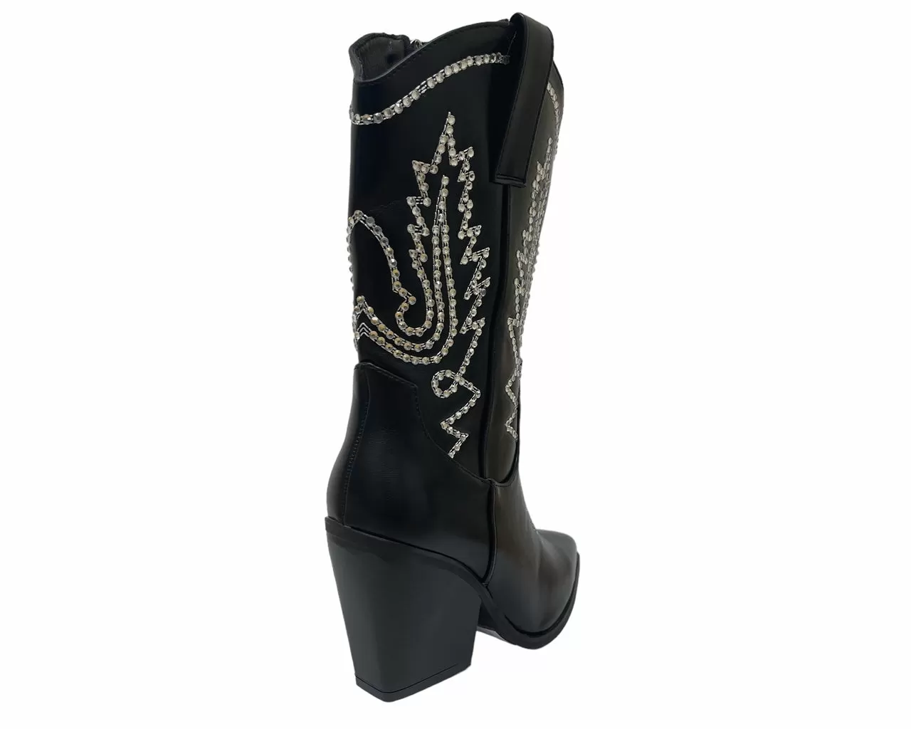 Women's Mid Calf Cowboy Embroidery Diamante Boots