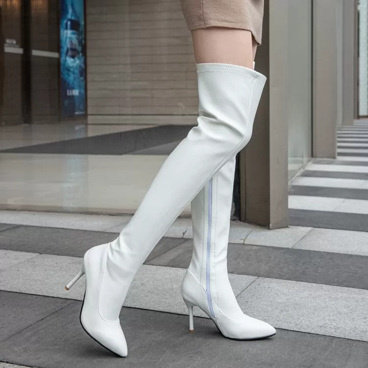 Women's Pointed Toe Side Zippers Stiletto Heel Over the Knee Boots