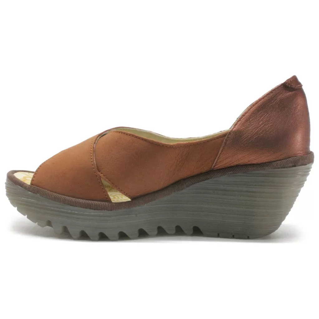 Yoma307Fly Cupido Mousse Leather Women's Wedge Heel Peep Toe Sandals