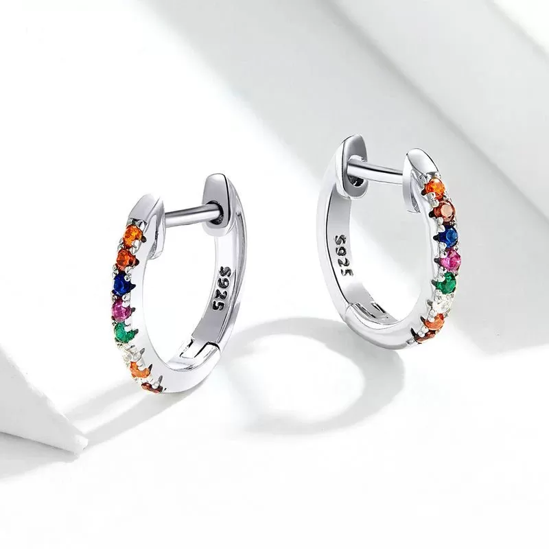 ZIRCONIA SILVER 925 HOOP EARRINGS