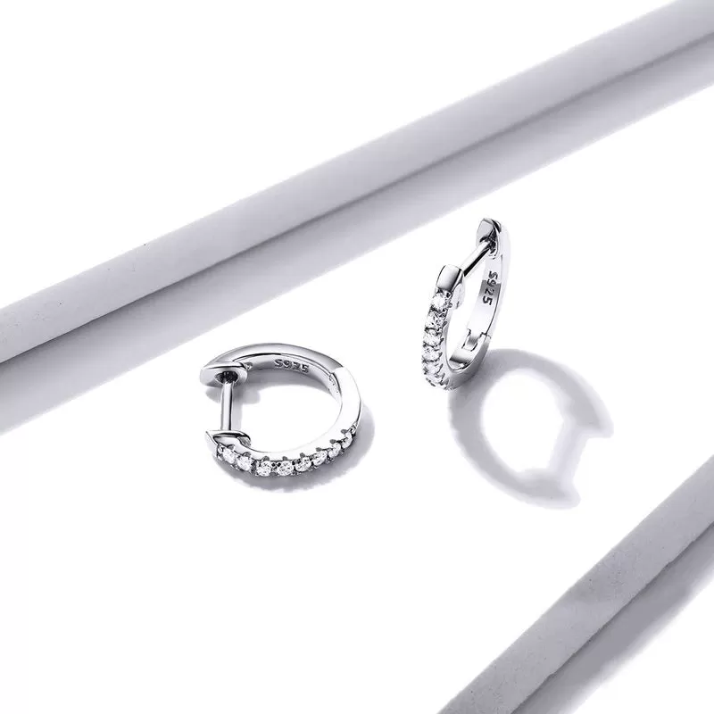 ZIRCONIA SILVER 925 HOOP EARRINGS