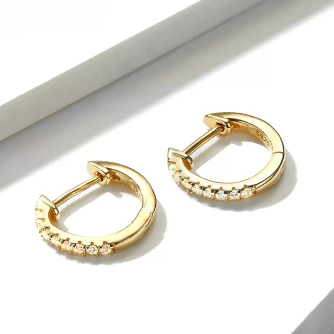 ZIRCONIA SILVER 925 HOOP EARRINGS