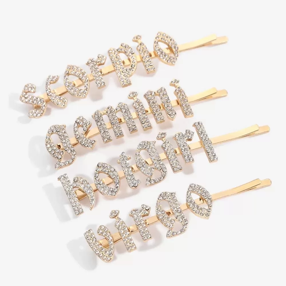 Zodiac Signs   Drippin Glam Savage Hotgirl Rhinestone Hair Pins