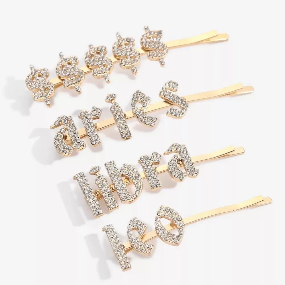 Zodiac Signs   Drippin Glam Savage Hotgirl Rhinestone Hair Pins