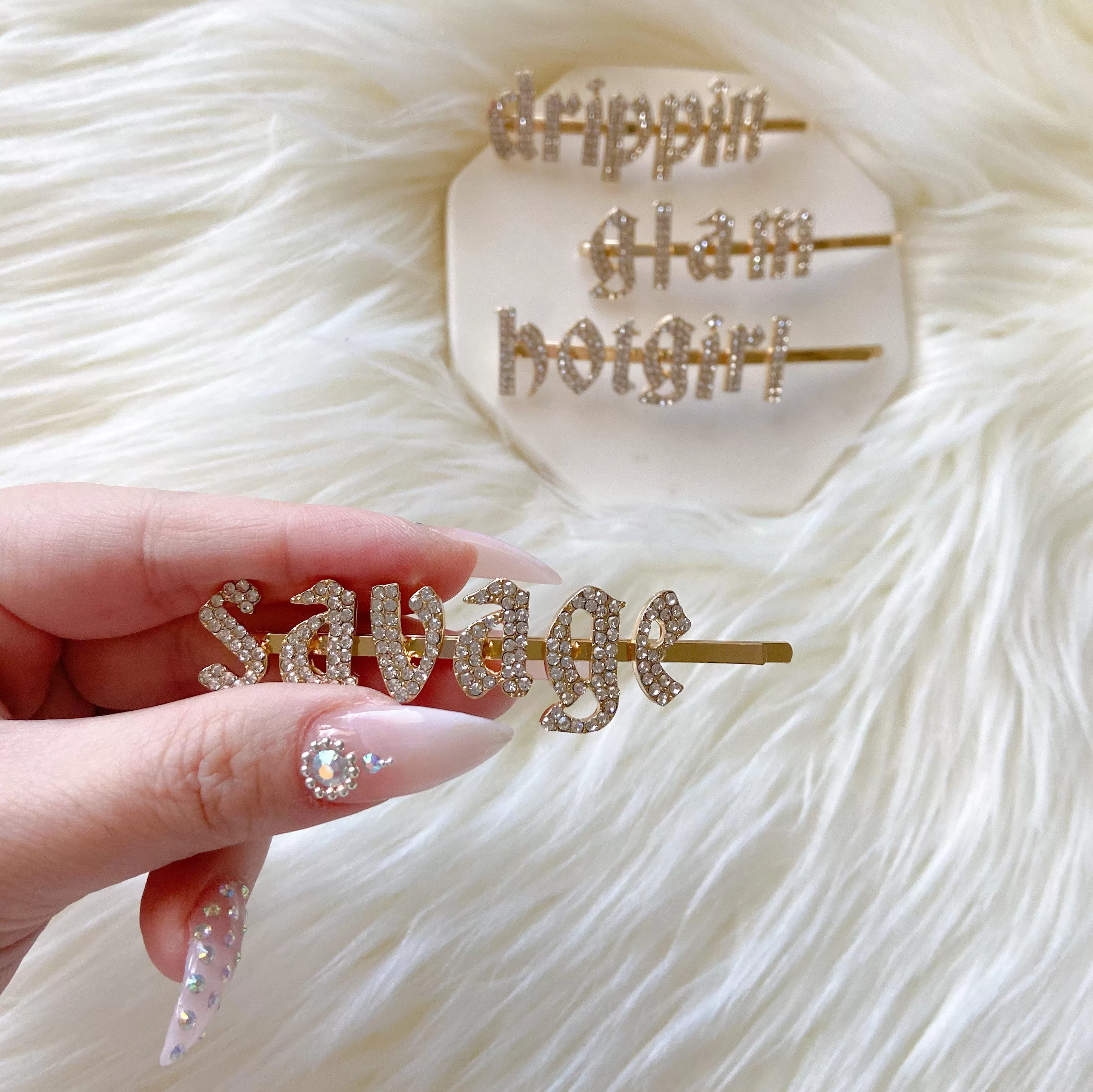 Zodiac Signs   Drippin Glam Savage Hotgirl Rhinestone Hair Pins